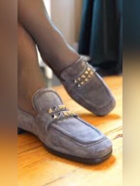 New Homers Artisan LENA Crosta Lavagna Suede Loafers, with Warm Shearling US 7.5